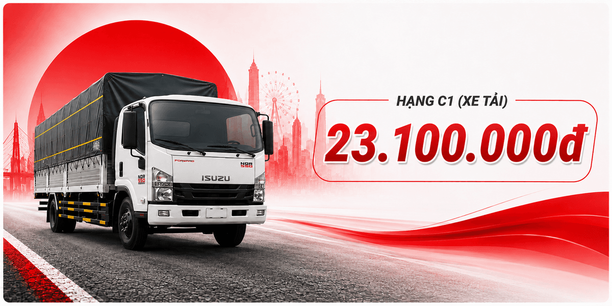 Học phí khóa HẠNG C1 (XE TẢI) là 23.100.000đ Hồ sơ trọn gói sát hạch